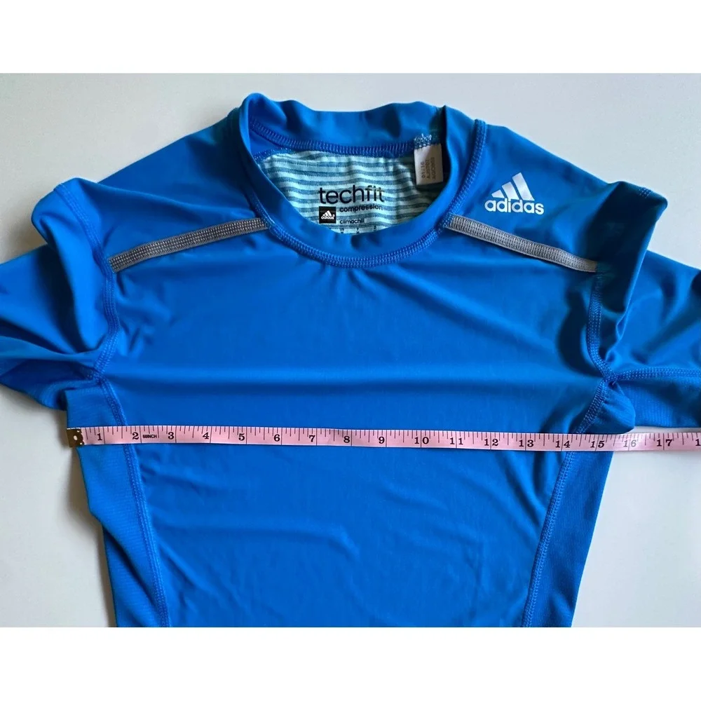 Adidas Techfit Climachill Compression Shirt Blue Mens Medium AJ5707 Training Tee